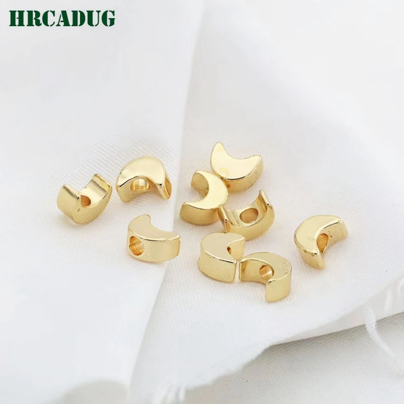 

30PCS Moon Bead 14K Gold Plated Copper Metal Spacer Beads Jewellery Making Supplies Diy Bracelets Jewelry Accessories Bulk Beads