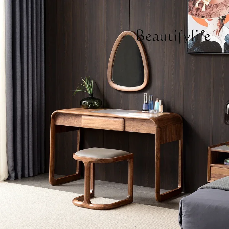 

North American black walnut dresser Nordic solid wood dressing table bedroom modern light luxury dressing table