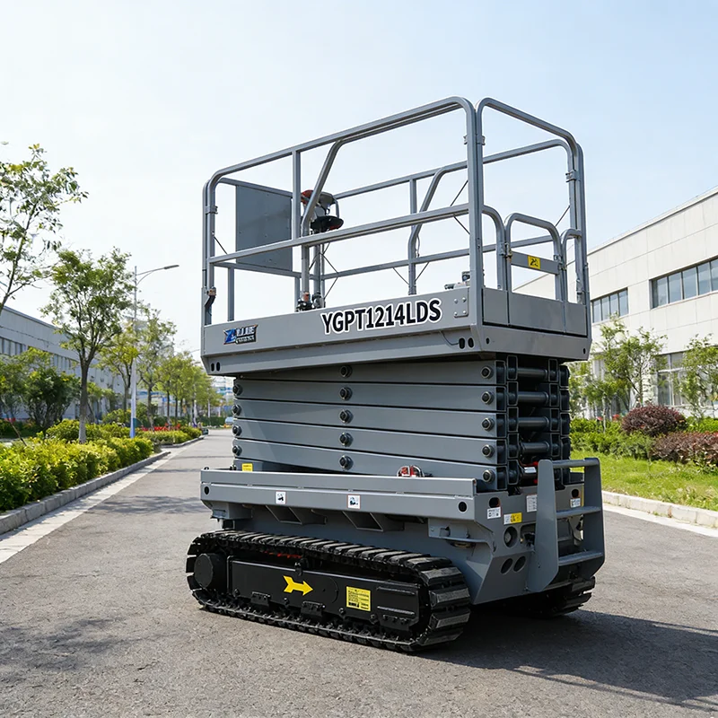 8m Electric Scissor Lift Mobile Aerial Work Platform with Folding Guardrail and Emergency Lower Valve