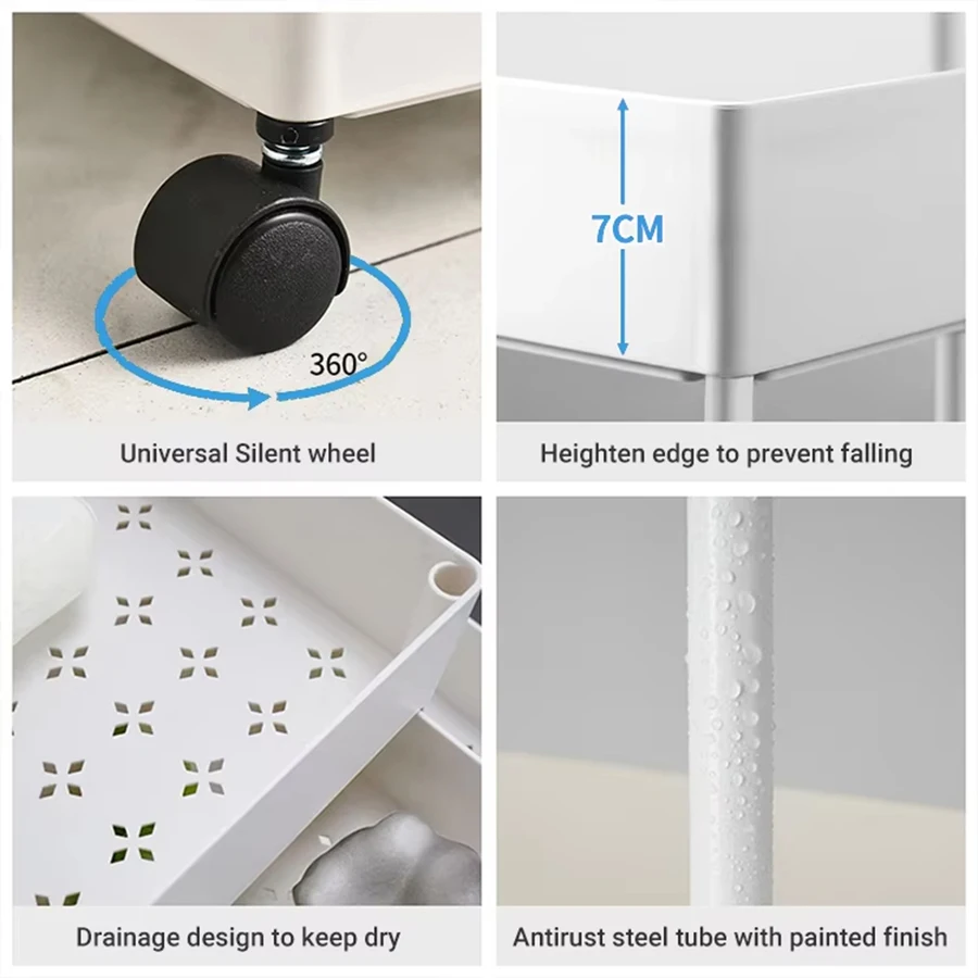 رف تخزين أرضي متعدد الطوابق للمطبخ ، رف تخزين من 4 طبقات بعجلات ، بجانب سرير غرفة المعيشة وغرفة النوم ، غرفة المعيشة وعربة المطبخ ، 1 * #2