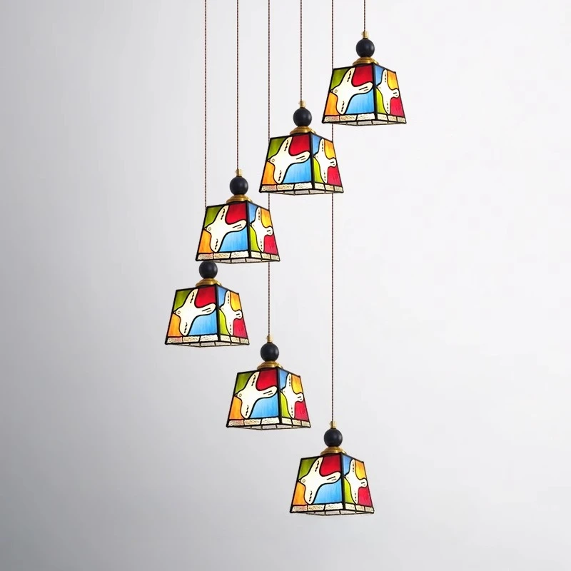 

Французский витраж Тиффани, винтажный лофт, квартира, вилла, дуплекс, гостиная, подвесные фары