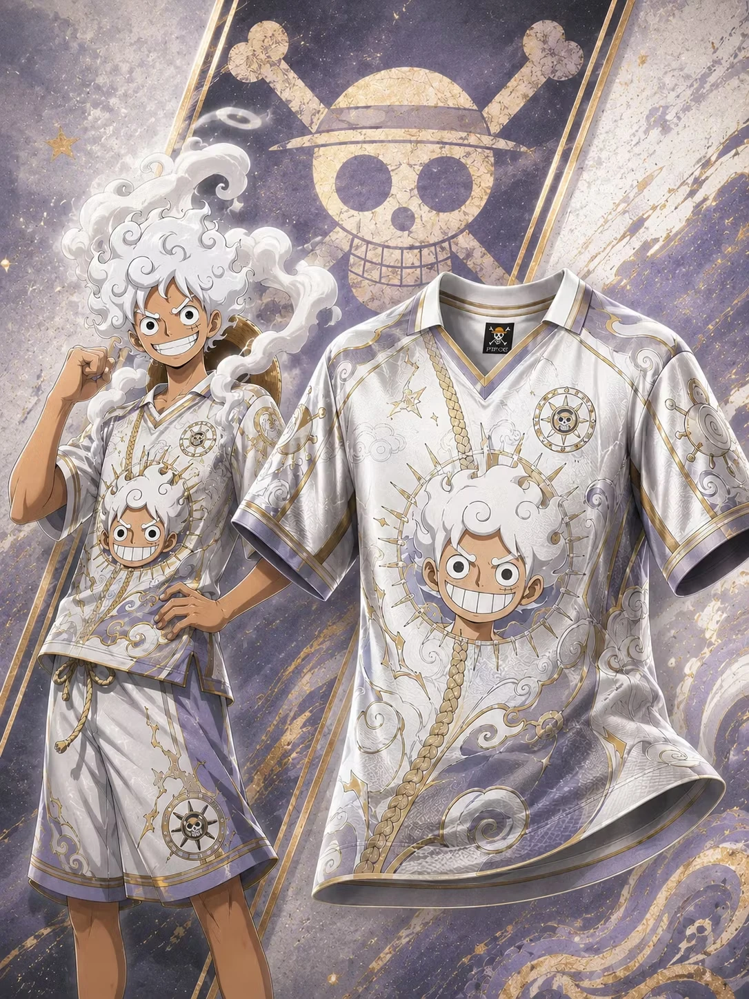2027 New Arrivals Anime Breathable Ball Suit Skeleton Pirate Logo Personalized Luffy Straw Hat Team Casual Sports 3D Printed Top