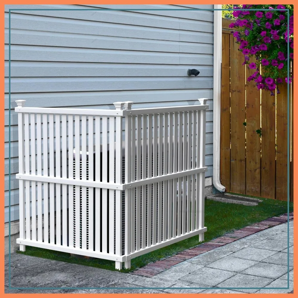 

45.5in H x 36.5in W (2 Panels) No Dig Vinyl Privacy Screen for Outdoor, Trash Can, AC, Pool Equipment Enclosure