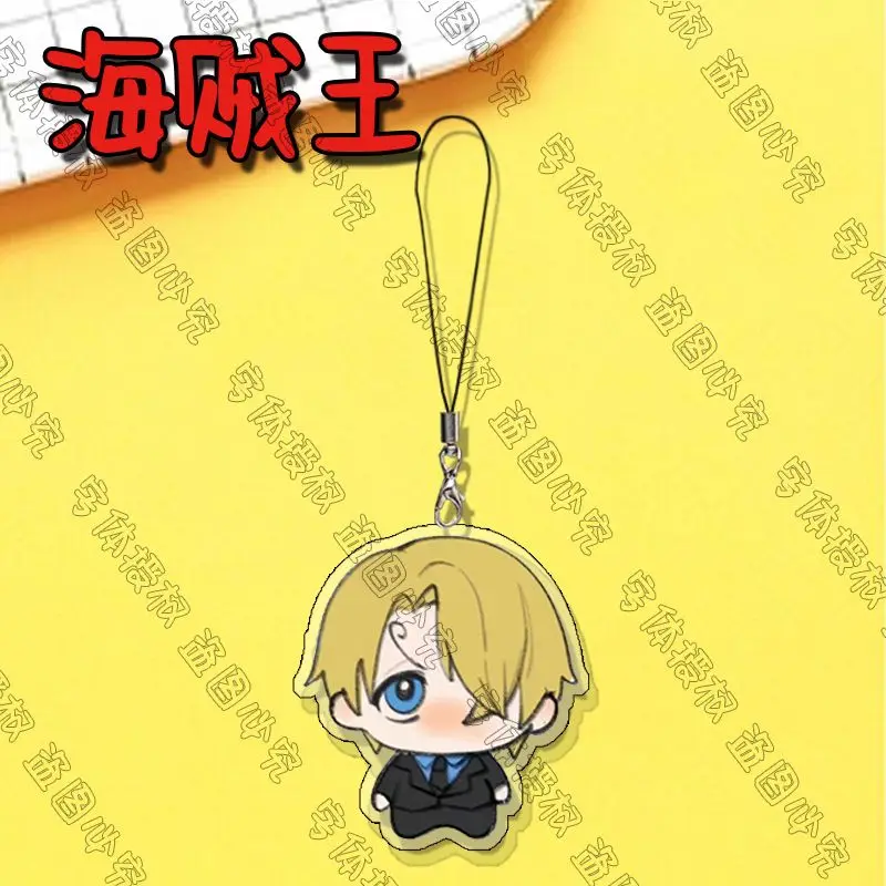 Kawaii One Piece anime peripheral cartoons Luffy Zoro Usopp Sanji Robin mobile phone chain keychain pendant jewelry holiday gift