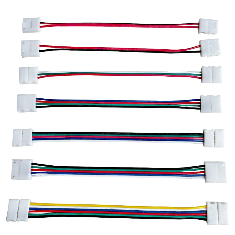 2pin 3pin 4pin 5pin 6pin złącze LED podwójny kabel złącze na zatrzask 8mm 10mm 12mm do 3528 5050 RGB RGBW pasek LED rgbct