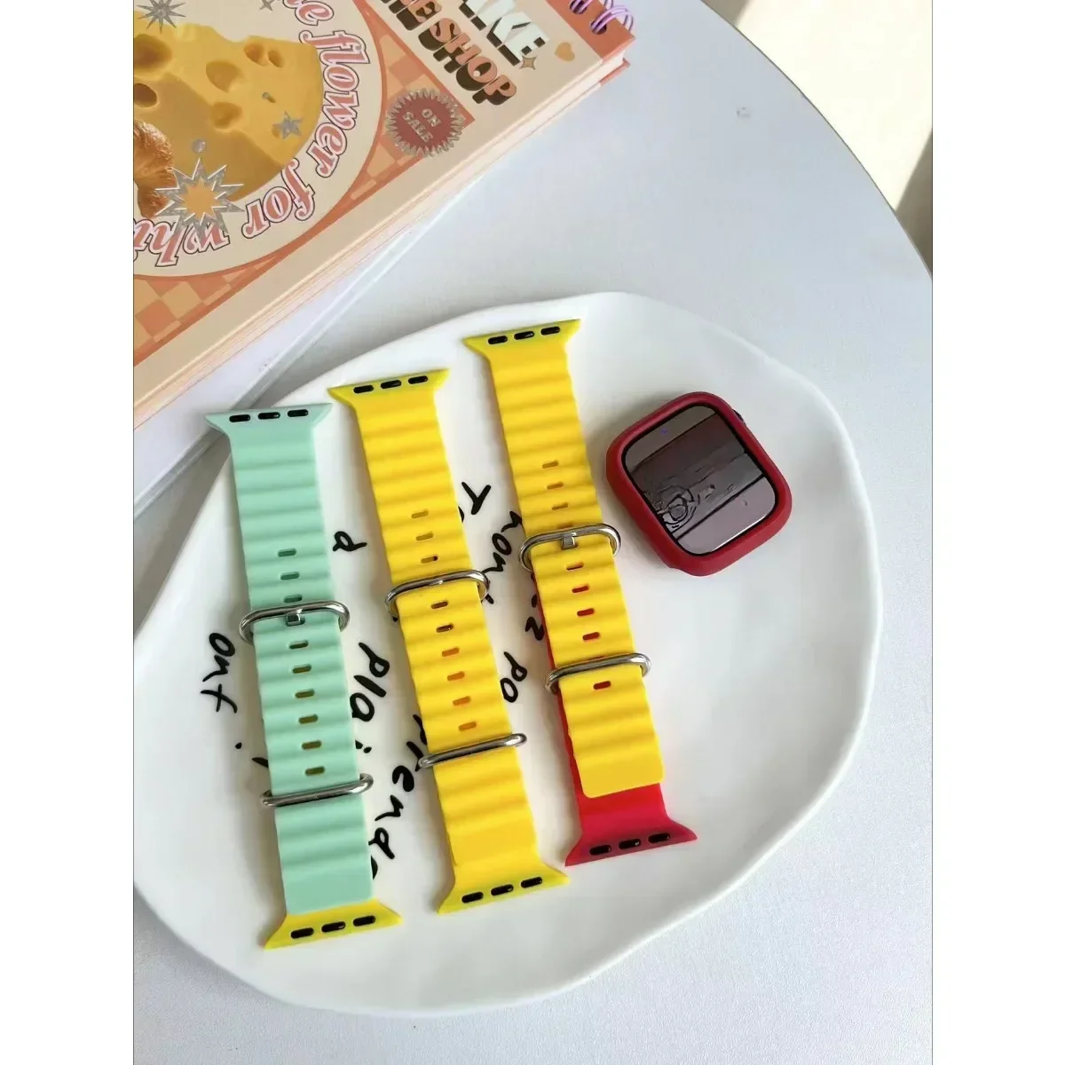 Klockarmband för iWatch 42mm/44mm/45mm/46mm/49mm Sportigt moderiktigt klockarmband för Watch Series Ultra2 SE 10/9/8/7/6/5/4/3/2/1_voghion.com