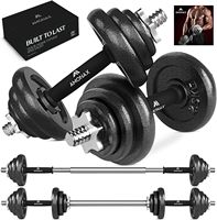 Adjustable dumbbells set (15-30kg), cast iron weights, barbell bar, strength training equipment for home gym, suitable for men a