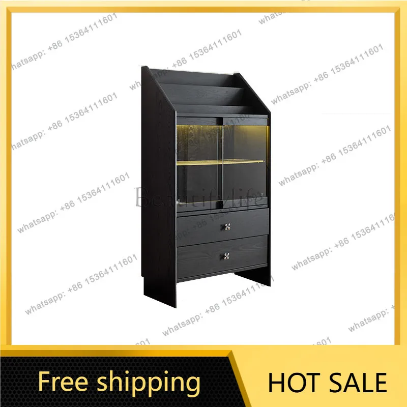 LS light luxury living room against the wall, foyer, locker, silent wind, solid wood sofa side high cabinet