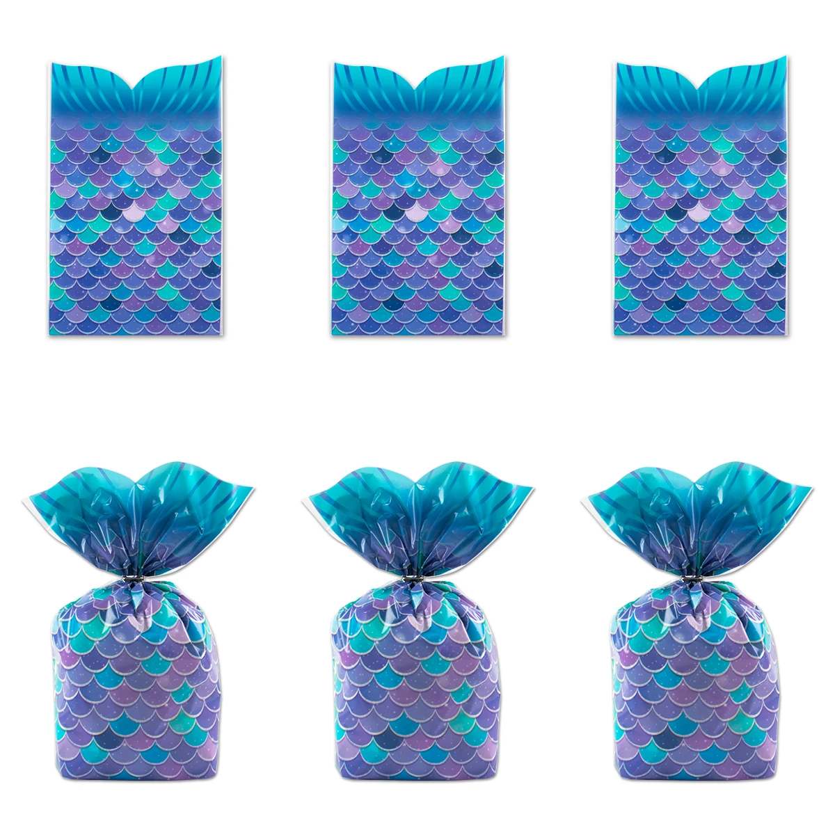 50/100pcs Mermaid Party Candy Gift Bags sacchetto di imballaggio per biscotti sacchetto regalo a coda di sirena per bambini forniture per il