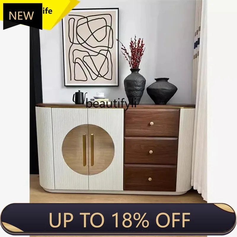 

P178 Light Luxury Entrance Cabinet Solid Wood Living Room Decorative Storage Cabinet Entryway Multifunctional Simple Modern Side