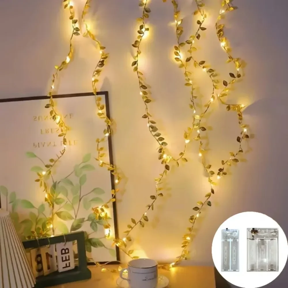 Golden Leaf Fairy Lights Battery Operated Warm White for Weddings Birthday Parties Christmas Homes Garden Patio Indoor Decors