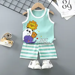 Summer Vest Boys Girls Pajamas Sets Cartoon Cotton Children Boy Girl Sleepwear Nightwear Kids Lightning Pyjamas Suit