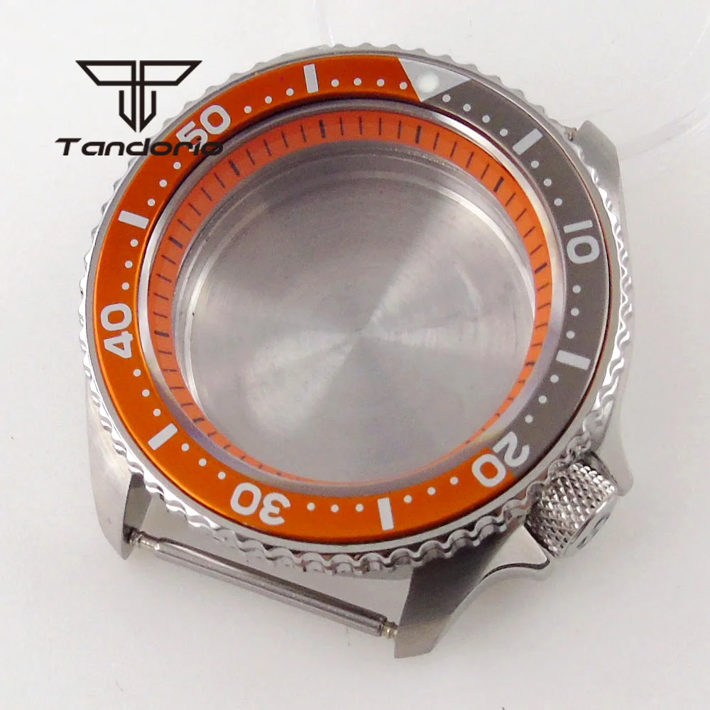 Fit for NH35A NH36A 42mm Stainless Steel Watch Case 3.8 O'clock Screw Crown Orange Chapter Ring Alloy Insert Sapphire Glass