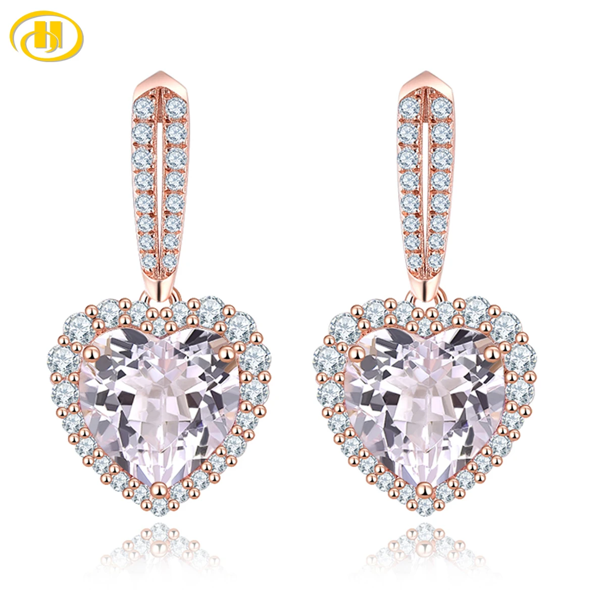 

Natural Amethyst Sterling Silver Earring 5.87 Carats Light Color Pink Amethyst Romantic Heart Design S925 Birthday Gifts Women