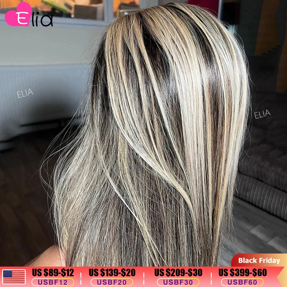 613 with Black Highlights Transparent 13x6 Lace Front Wig Human Hair Straight Wigs 13x4 Lace Frontal Wigs for Women Preplucked