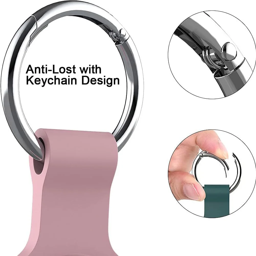 Keychain for Apple AirTag Silicone Protective Case Cover Key Chain Anti-Loss Ring AirTags Accessories for AirTag Pendant