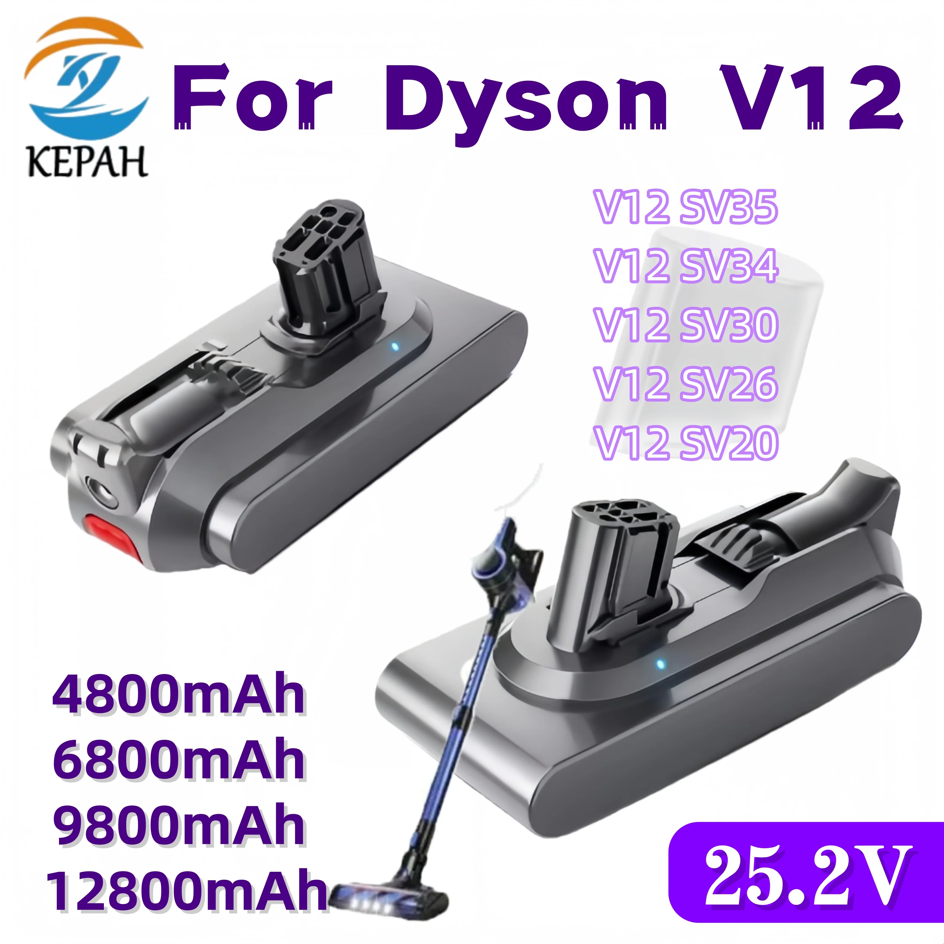 

V12 25.2V 12800mAh Rechargeable Battery Vacuum Cleaner Battery For V12 Series SV20 SV30 SV34 SV35 Replacement Battery