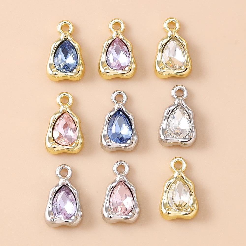 Leslie 5 Stück zierliche CZ-Charms, Kristall-Wassertropfen-Anhänger für handgefertigte Halsketten, Armbänder, Schmuckherstellung, DIY-Bastelbedarf – Detail 2