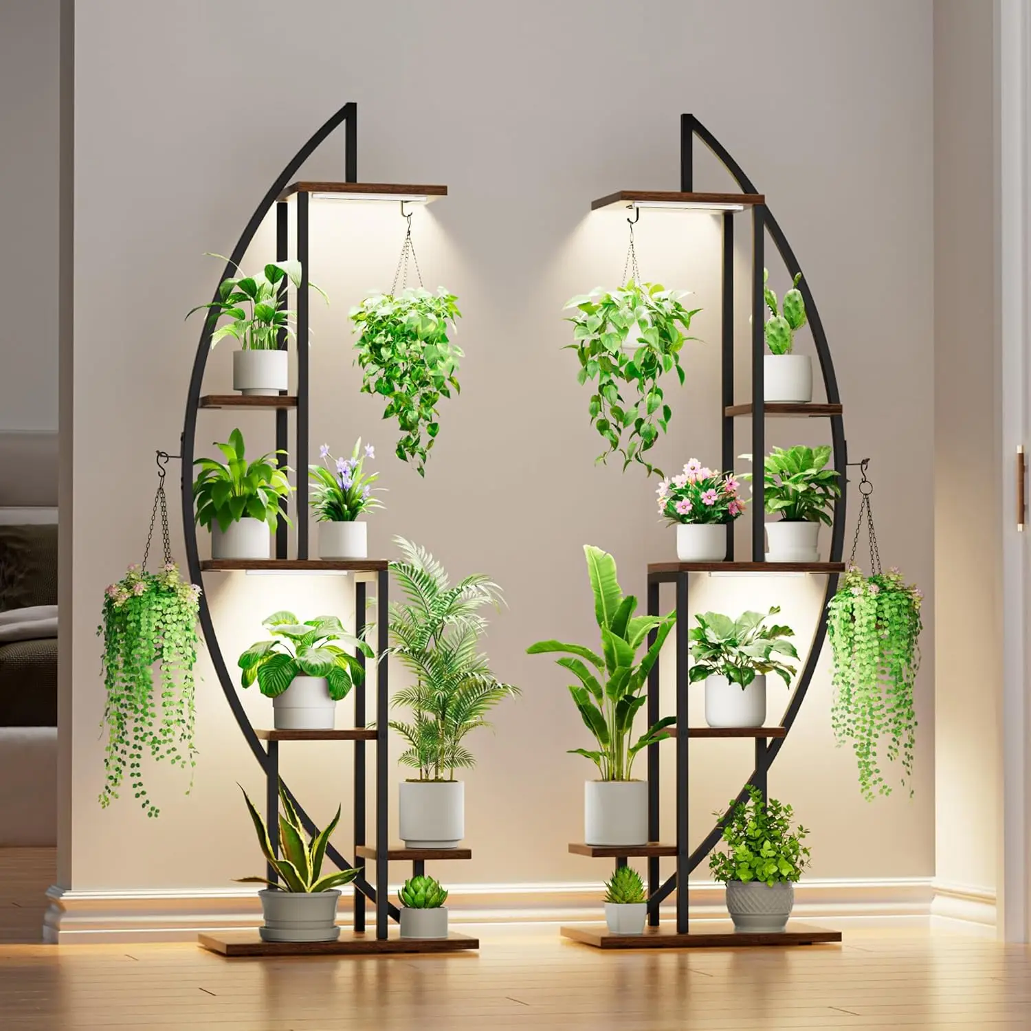 

Plant Stand Indoor with Grow Lights, 6 Tiered Tall Plant Shelf, 63' Metal Plant Stand for Indoor Plants Multiple, Half-Moon
