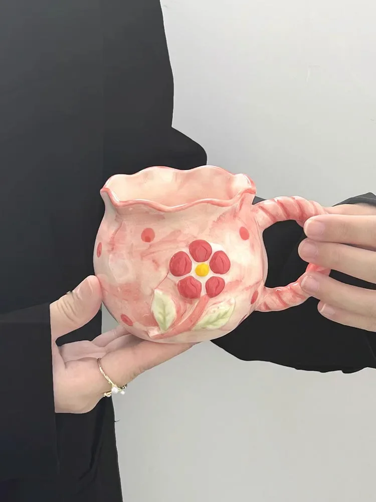 Ahunderjiaz-Tasse en céramique de cerise mignonne, conception de petite niche, tasse à eau avec boîte-cadeau, ensemble de boisson domestique, cuisine, salle à manger et bar