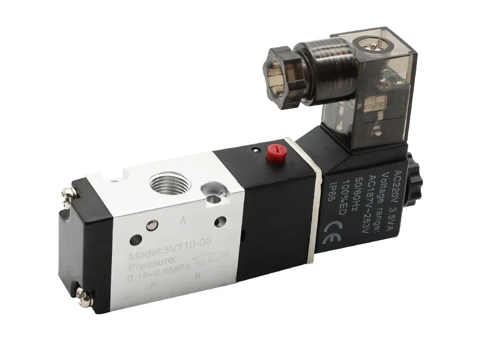 Magnetventil Pneumatic 3/2 Way Solenoid Valve Airtac Type 2 Position 3 Port Pilot-Operated Single Electric Control 3V110-06 Pneumatik — Detail 1