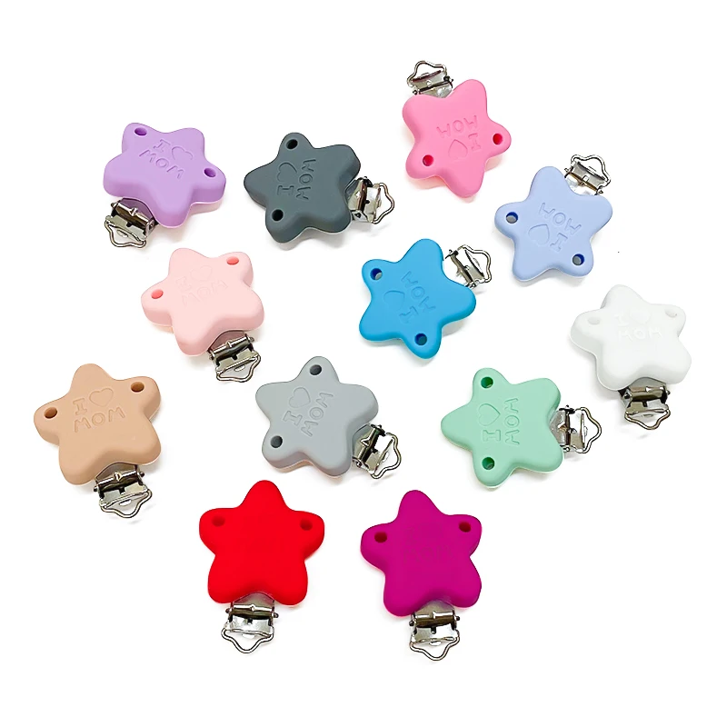 3 pezzi in silicone stella ciuccio clip portaciuccio catena succhietto clip per allattamento accessori per catena ciuccio senza BPA