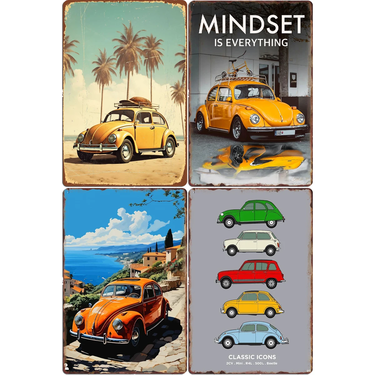 W Beetle Compact Race Car Classic Sports Car Metal Poster Sign Garage Club Custom Wall Tin Room Decor Home Decor