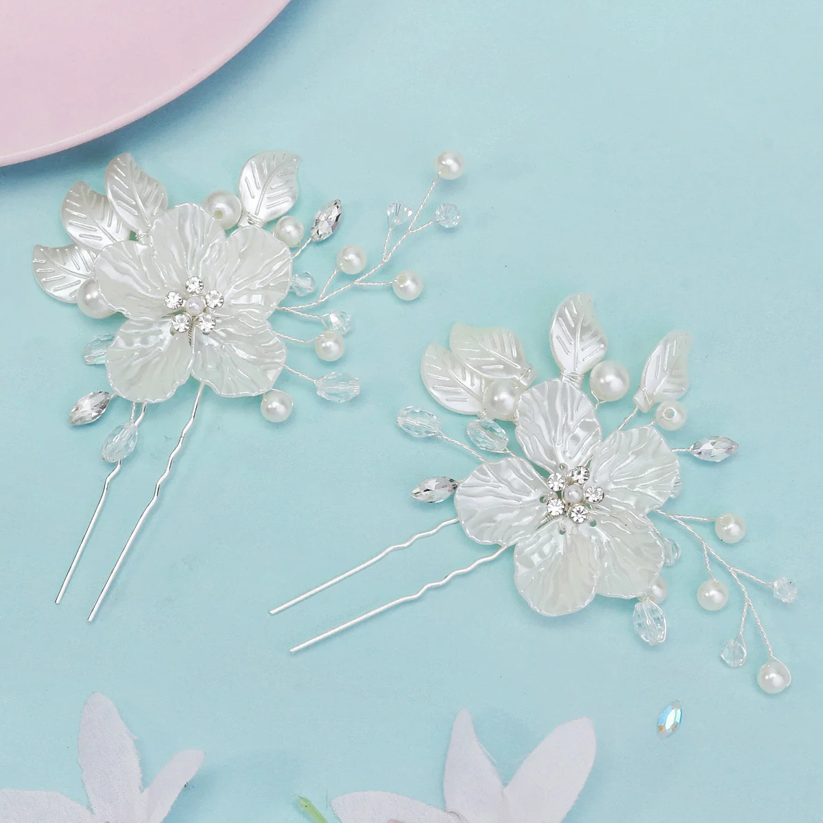 2 Teil/satz Mode Kristall Blume Braut Haarnadeln Trendy Handgemachte Perle Haar Clips Für Frauen Urlaub und Party Schmuck Zubehör – Detail 21