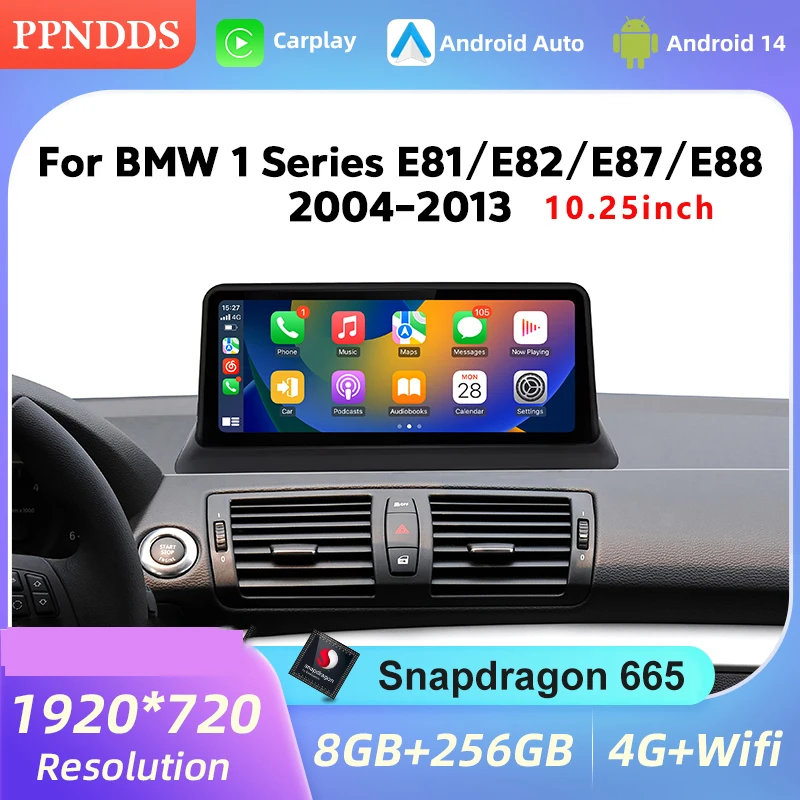 

PPNDDS Android AutoTouch Display Multimedia Stereo for BMW 1 Series E81 E82 E87 E88 Built-in Carplay and GPS Navigation