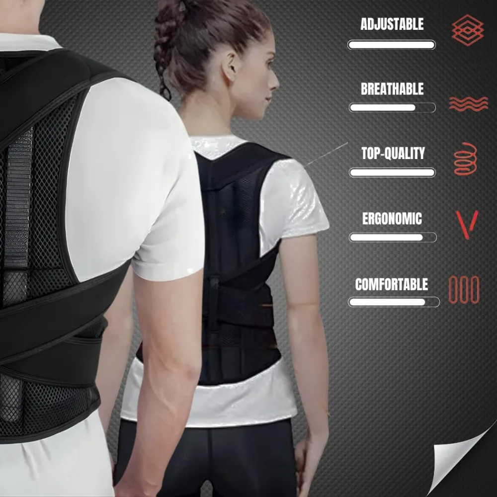 Posture Corrector for Men & Women | Adjustable Back Brace with Lumbar & Upper Back Support | Breathable Full Back Support Brace gallery 4