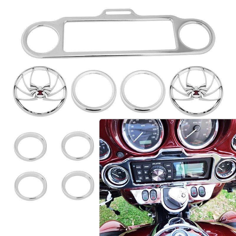 Motorcycle Speedometer Bezels Speaker Stereo Trim For Harley Touring Electra Road Street Glide Road King 1996-2013