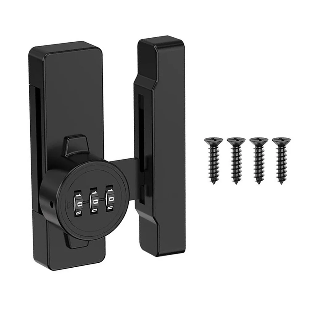 Barn Door Security Latch with Keyless 3 Digit Combination and Compatibility for 90 Degree or 180 Degree Installation Angles