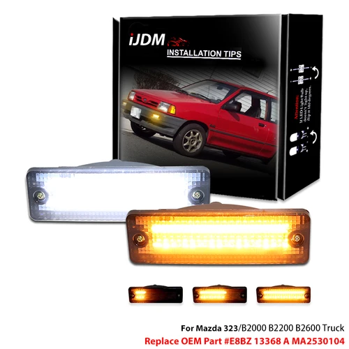 IJDM-intermitente ámbar para parachoques de coche, reemplazo de luz diurna LED blanca para Mazda 323, B2000, B2200, B2600, camión, Ford Festiva