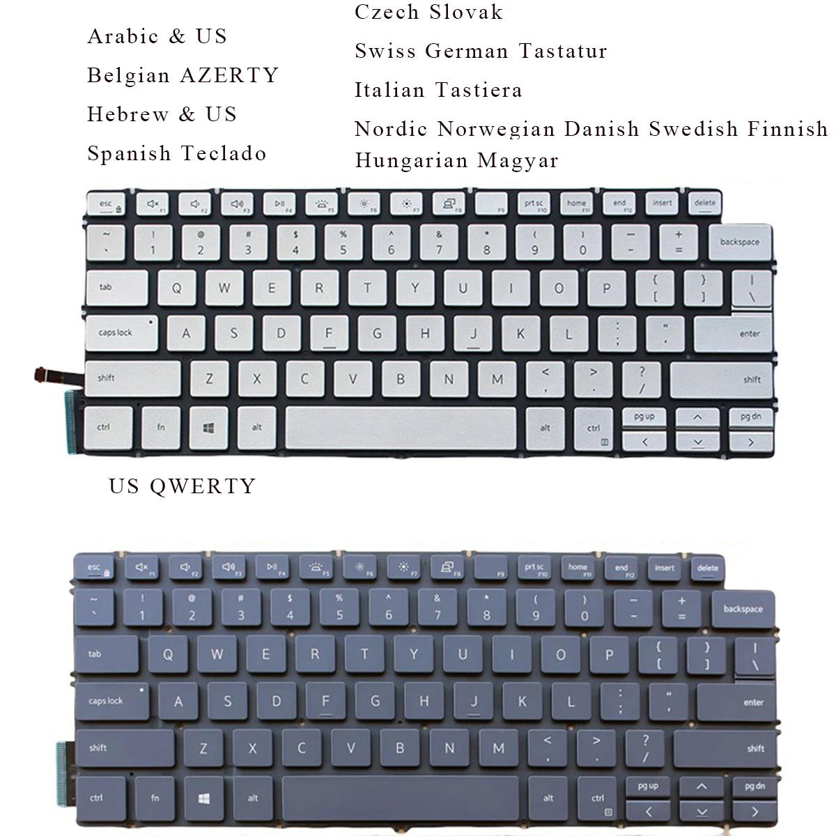 Teclado nórdico árabe belga checo hebreo italiano SP húngaro suizo EE. UU. para Dell Vostro 3400 3401 3405 5301 5401 5402 retroiluminado