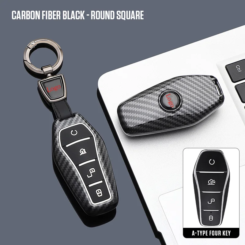 

Carbon ABS Car Key Case For BYD Atto 3 Han EV Dolphin Durable Second Song Pro Tang Dm QIn PLUS MAX Yuan Key Holder Cover Chain