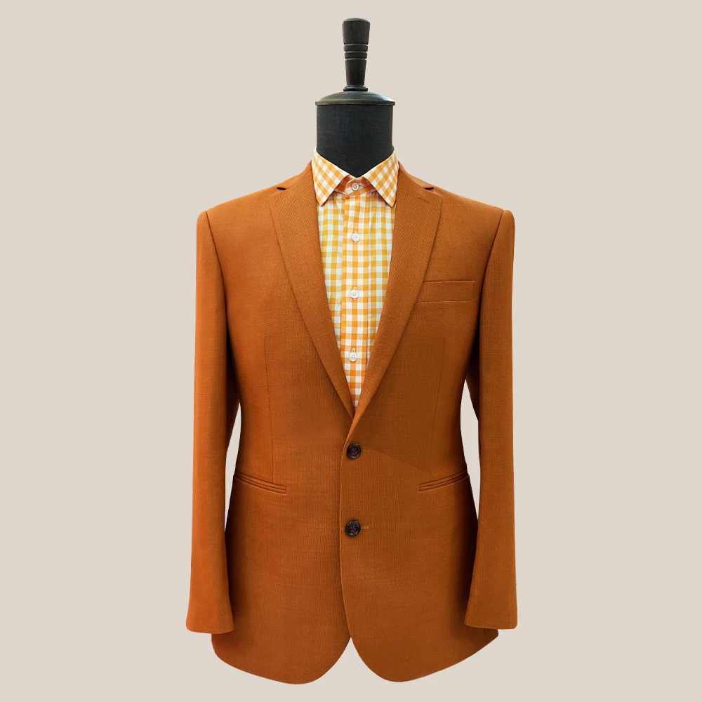 

Men's Slim Fit Korean Version Fashionable and Elegant Orange Suit Formal Professional Suit