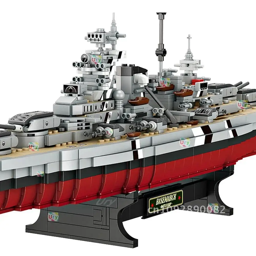 2081pcs Military WW2 Bismarck Battleship Large Boat Cruiser Model Weapon Set Gifts MOC Children Building Toys for Blocks Warship