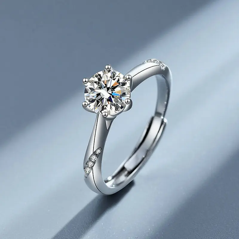 Six-Claw Open Ring 2ct Moissanite Women's PT950 Platinum - 2ct eye-catching center stone, full aura, banquet centerpiece