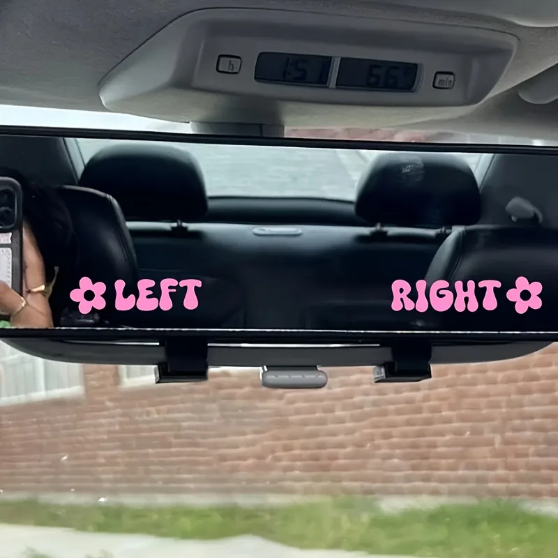 Car Rearview Mirror Stickers: Floral Decals, Waterproof Vinyl, Car Decorative Makeup Mirror, Cute Stickers – For Left And Right