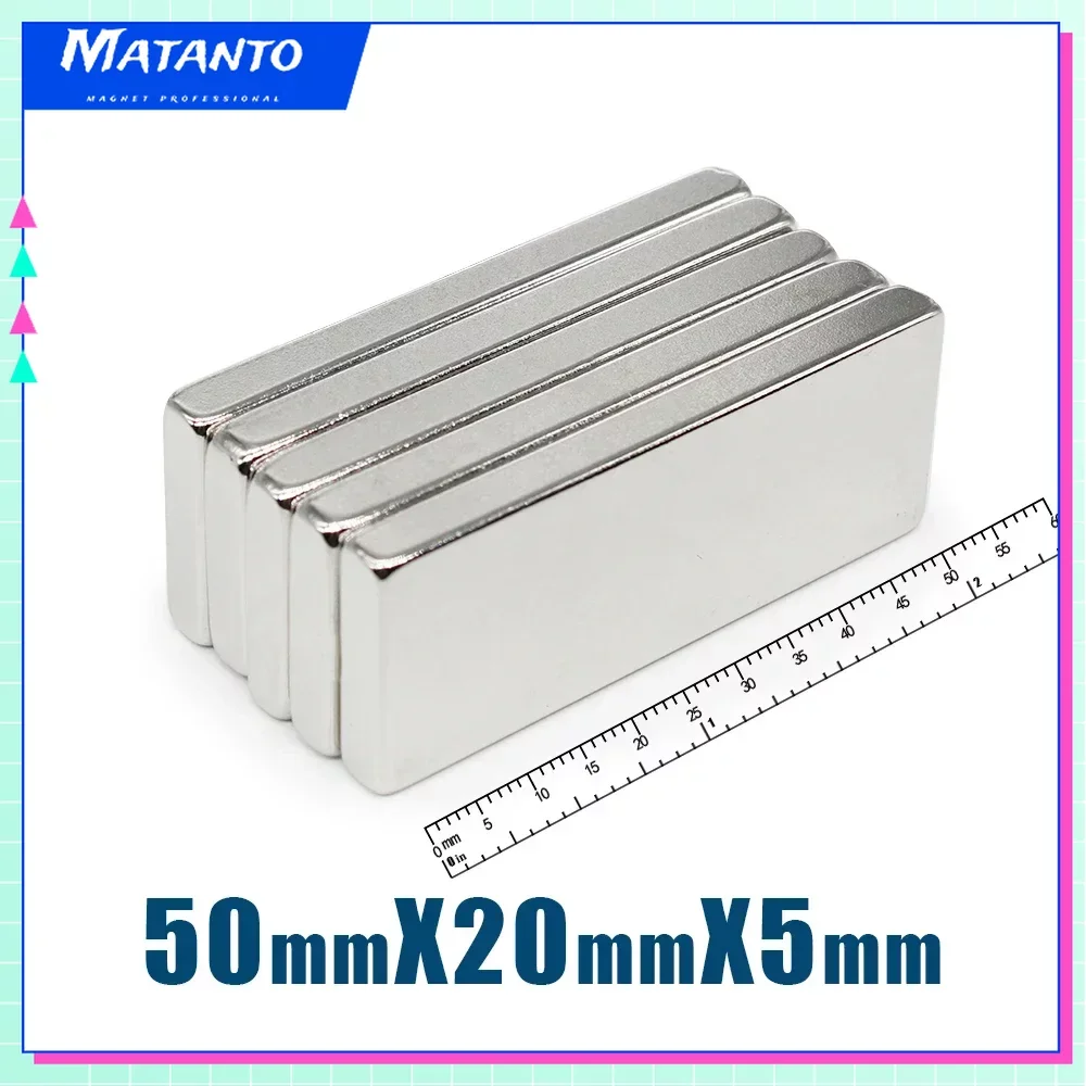 1/2/5/10PCS 50x20x5mm Quadrate Super Strong Powerful Magnets N35 Block Rectangular Neodymium Magnet Permanent Magnets