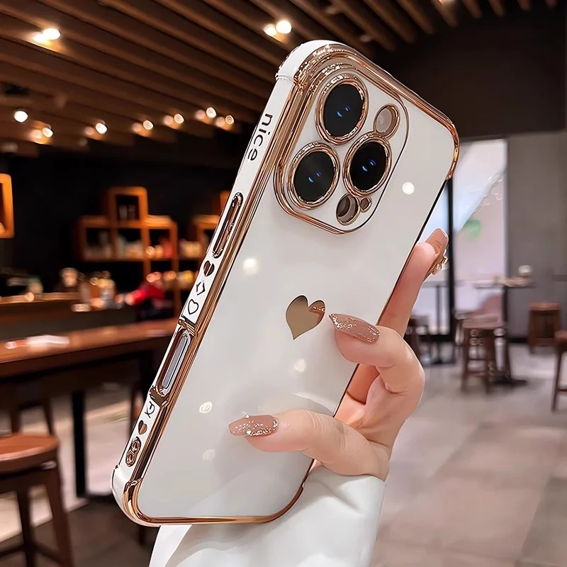 Plating Heart Laser Aurora Matte Hülle für iPhone 18 17 12 13 14 15 16 Pro Max Plus Kameraschutz Silikon Stoßfeste Abdeckung – Detail 15