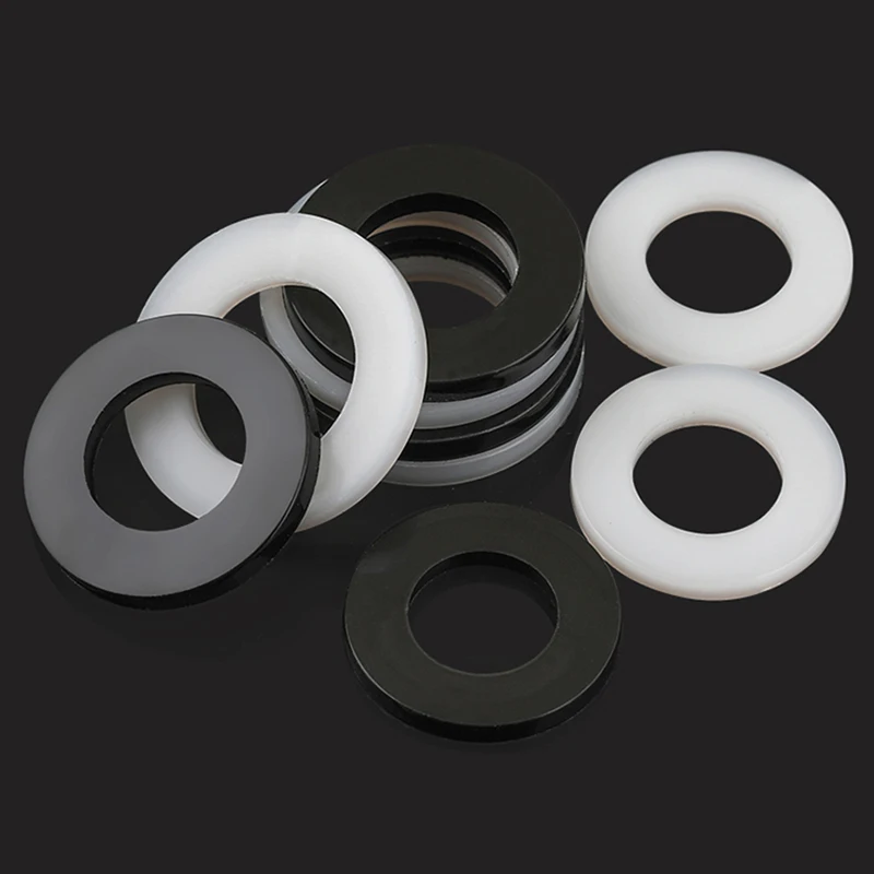 White/ Black Plastic Nylon Flat Washer Plane Spacer Insulation Gasket Ring For Screw 0.5~3mm M2 M2.5 M3 M4 M5 M6 M8 M10 M12~ M24