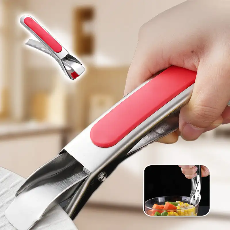 Anti-scald Gripper Clip Hot Dish Non-slip Plate Bowl Clip Retriever Tongs Silicone Handle Bowl Dishes Anti-scald Kitchen Tool