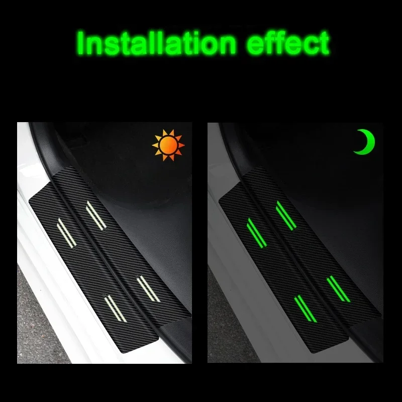 Car Door Sill Protector Plate Luminous Trunk Bumper Threshold Sticker For Fiat 500X Logo Abarth Grande Astra 500L BRAVO UNO Tipo