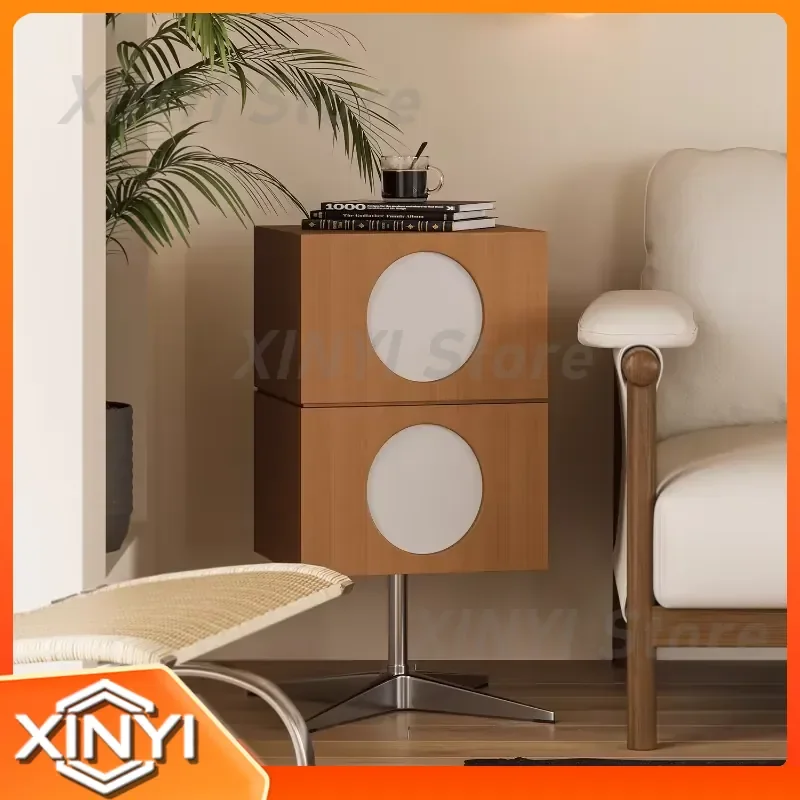 Small Bedside Table for Bedroom Living Room Apartment Bucket Cabinet Bauhaus Style Minimalist Medieval Locker Nightstand