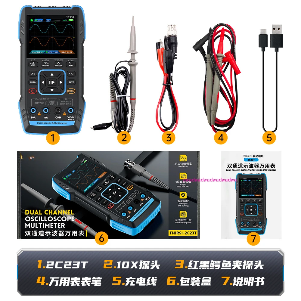 Handheld digital oscilloscope multimeter 3-in-1 dual-channel oscilloscope signal generator auto repair