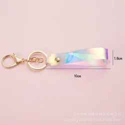 New exquisite magic color leather cord keychain golden doll cow leather cord lobster clasp pendant