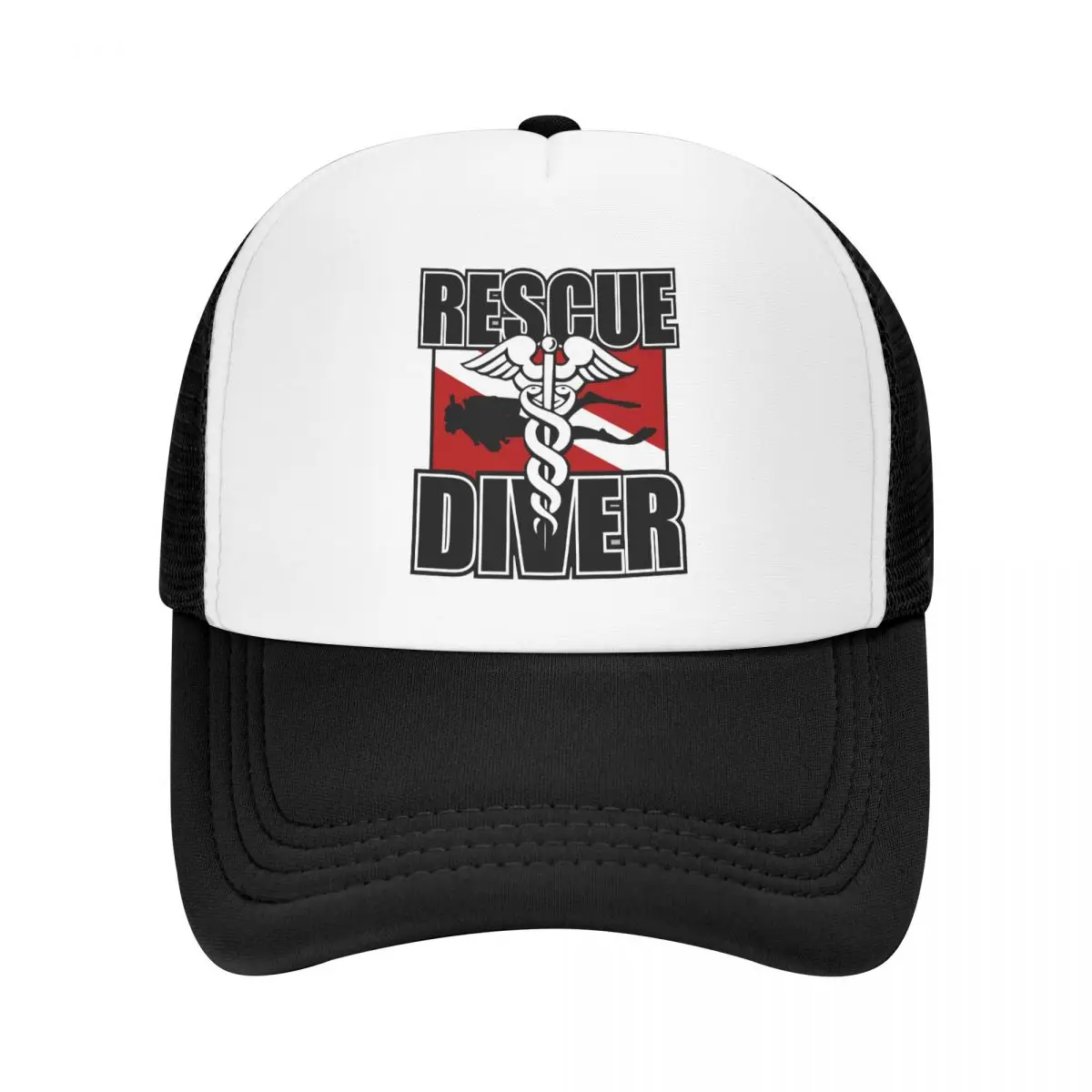 Custom Rescue Diver Baseball Cap Sports Men Women's Adjustable Scuba Diving Trucker Hat Spring