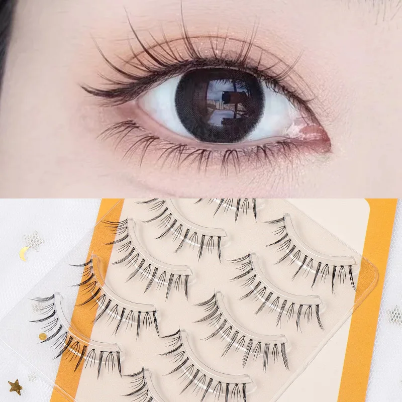 Pestañas postizas de Ojos de cómics de diablo pequeño, maquillaje de niña, cabello de hadas Delgado Natural, simulación de cabello completamente segmentado, ultrafino y transparente