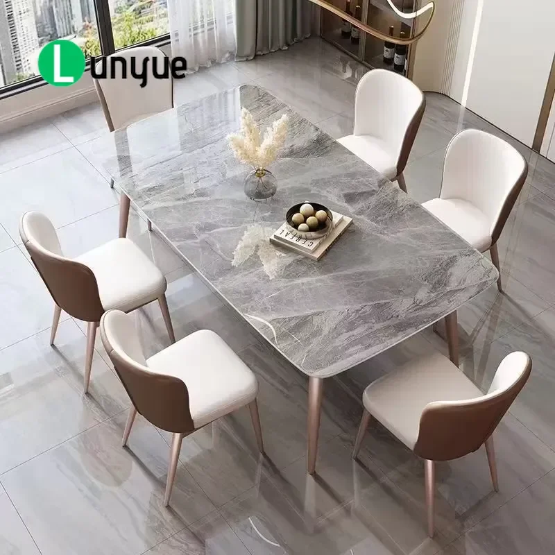 Italian Lightweight Luxury Marble Dining Table and Chair Set Modern Design Custom Size Durable Eco Friendly Furniture for